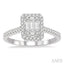 Emerald Shape Halo Fusion Diamond Engagement Ring