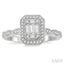 Emerald Shape Halo Fusion Diamond Engagement Ring