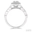 Emerald Shape Halo Fusion Diamond Engagement Ring