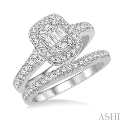 Halo Fusion Diamond Wedding Set