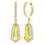 Yellow Quartz & Diamond Drop Huggie Earrings