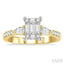 Emerald Shape Fusion Diamond Engagement Ring