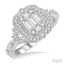 Emerald Shape Halo Fusion Diamond Engagement Ring