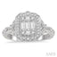 Emerald Shape Halo Fusion Diamond Engagement Ring