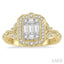 Emerald Shape Halo Fusion Diamond Engagement Ring