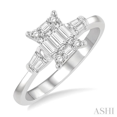 Emerald Shape Fusion Diamond Engagement Ring