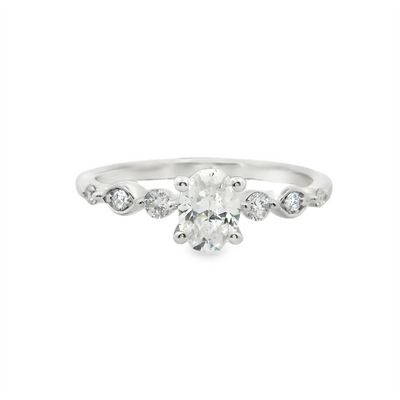 Oval Diamond Straight Band Engagement Ring
