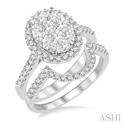 Oval Shape Halo Lovebright Diamond Wedding Set