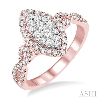 Marquise Shape Halo Lovebright Diamond Engagement Ring