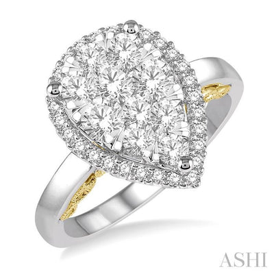 Pear Shape Halo Lovebright Essential Diamond Ring