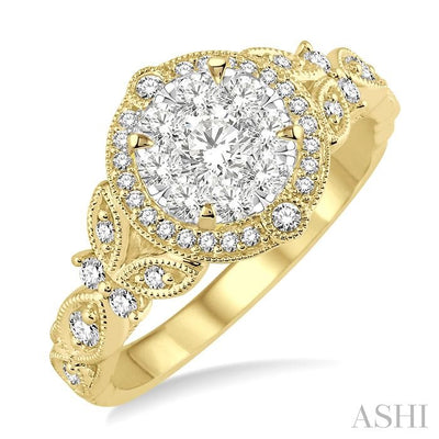 Round Shape Halo Lovebright Diamond Engagement Ring