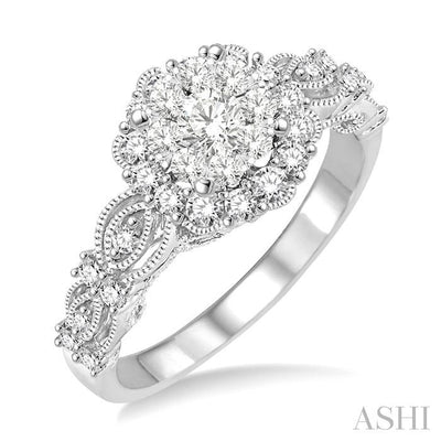 Round Shape Halo Lovebright Diamond Engagement Ring