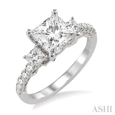 Princess Shape Semi-Mount Diamond Engagement Ring