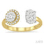 2 Stone Halo Lovebright Diamond Fashion Open Ring