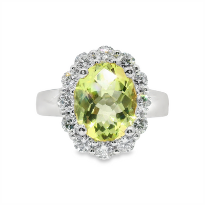 Lemon Quartz & Diamond Fashion Ring