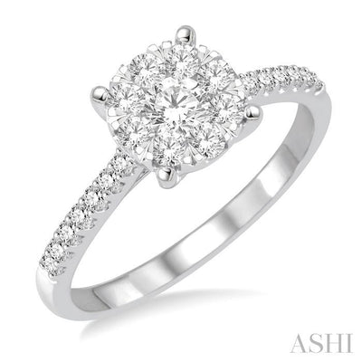 Round Shape Lovebright Diamond Engagement Ring