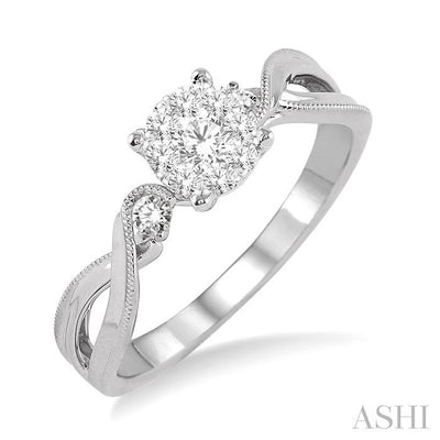 Round Shape Lovebright Diamond Engagement Ring