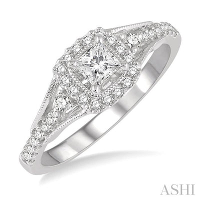 Princess Shape Halo Diamond Engagement Ring