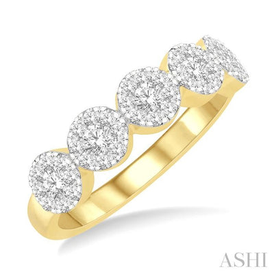 Round Shape 5 Stone Lovebright Essential Diamond Wedding Band