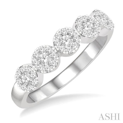 Round Shape 5 Stone Lovebright Essential Diamond Wedding Band