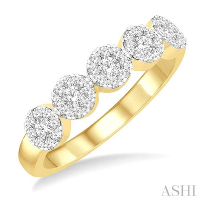 Round Shape 5 Stone Lovebright Essential Diamond Wedding Band