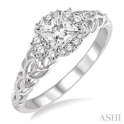 Princess Shape Semi-Mount Diamond Engagement Ring
