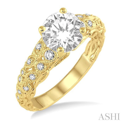Round Shape Semi-Mount Diamond Engagement Ring