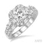 Princess Shape Semi-Mount Halo Diamond Engagement Ring