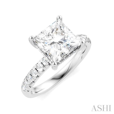 Princess Shape Semi-Mount Diamond Engagement Ring
