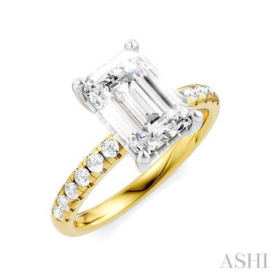 Emerald Shape Semi-Mount Diamond Engagement Ring