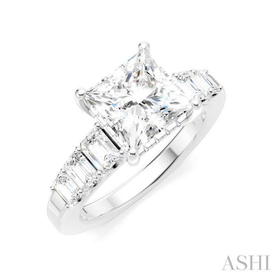 Princess Shape Semi-Mount Diamond Engagement Ring