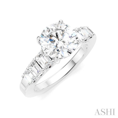 Round Shape Semi-Mount Diamond Engagement Ring
