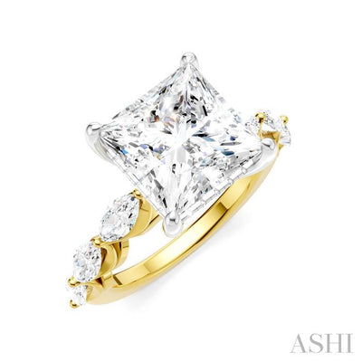 Princess Shape Semi-Mount Diamond Engagement Ring