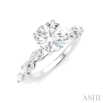 Round Shape Semi-Mount Diamond Engagement Ring