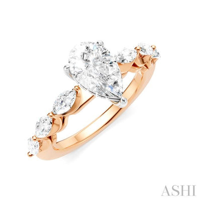 Pear Shape Semi-Mount Diamond Engagement Ring
