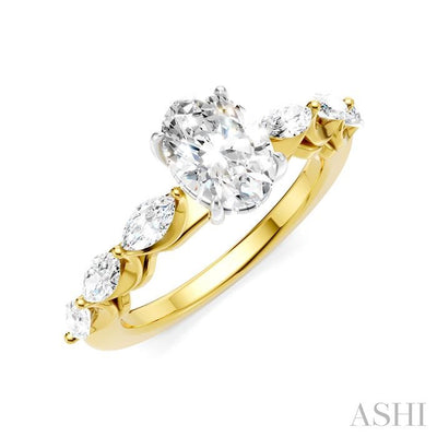 Oval Shape Semi-Mount Diamond Engagement Ring