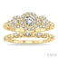 Round Shape Past Present & Future Halo Diamond Wedding Set