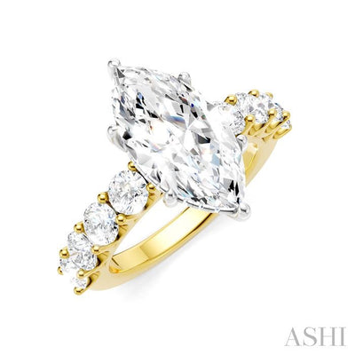 Marquise Shape Semi-Mount Diamond Engagement Ring