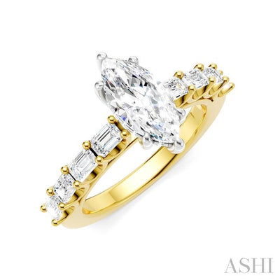 Marquise Shape Semi-Mount Diamond Engagement Ring