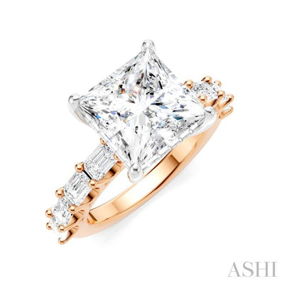 Princess Shape Semi-Mount Diamond Engagement Ring