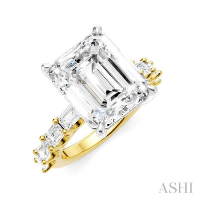 Emerald Shape Semi-Mount Diamond Engagement Ring