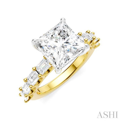 Princess Shape Semi-Mount Diamond Engagement Ring
