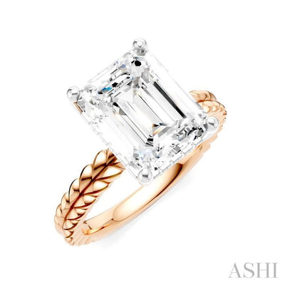 Emerald Shape Semi-Mount Diamond Engagement Ring