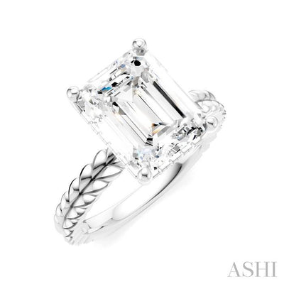Emerald Shape Semi-Mount Diamond Engagement Ring