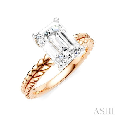 Emerald Shape Semi-Mount Diamond Engagement Ring