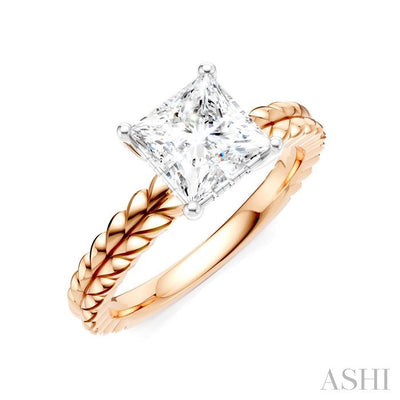 Princess Shape Semi-Mount Diamond Engagement Ring