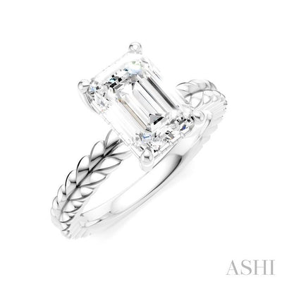 Emerald Shape Semi-Mount Diamond Engagement Ring