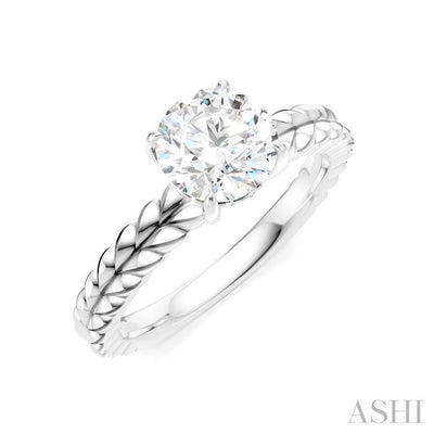 Round Shape Semi-Mount Diamond Engagement Ring