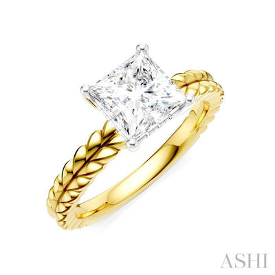 Princess Shape Semi-Mount Diamond Engagement Ring