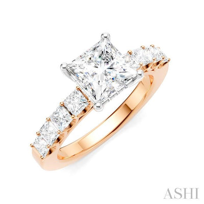 Princess Shape Semi-Mount Diamond Engagement Ring